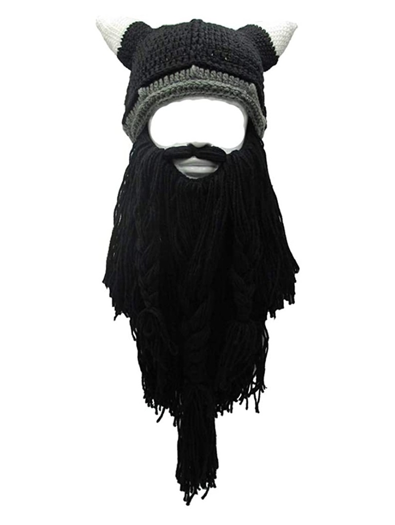 Skullies & Beanies Wig Beard Hats Handmade Knit Warm Winter Caps Ski Funny Mask Beanie for Men Women - Cnj-black - CB189KUXD8...