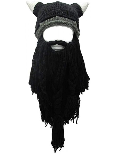 Skullies & Beanies Wig Beard Hats Handmade Knit Warm Winter Caps Ski Funny Mask Beanie for Men Women - Cnj-black - CB189KUXD8...