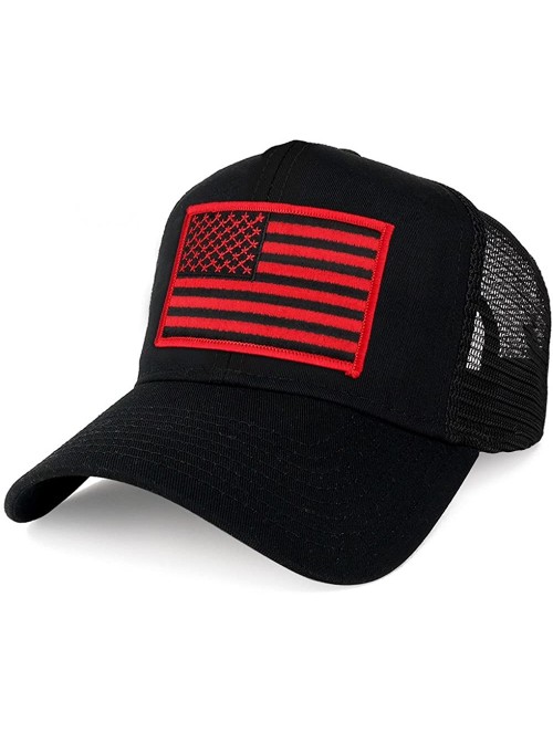 Baseball Caps XXL Oversize Black Red USA Flag Patch Mesh Back Trucker Baseball Cap - Black - CC1808GO30T $22.14