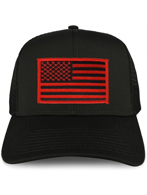 Baseball Caps XXL Oversize Black Red USA Flag Patch Mesh Back Trucker Baseball Cap - Black - CC1808GO30T $22.14