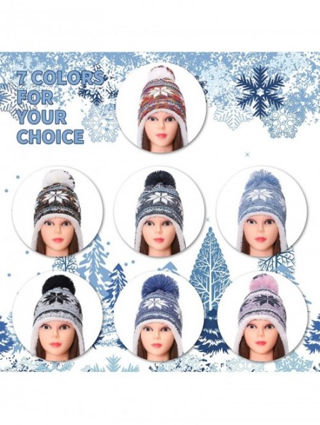 Skullies & Beanies Women Girl Winter Hats Knit Soft Warm Earflap Hood Cozy Large Snowflake Beanie - Pink - CY186H0IXH6 $19.34