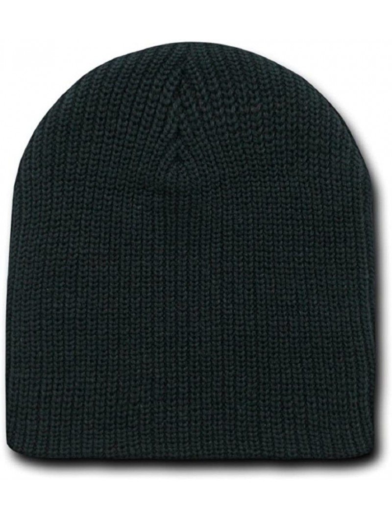 Skullies & Beanies 8 Inch Short Knit Watch Cap Beanie - Black - CN110DKA7PL $16.21