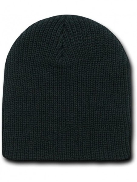 Skullies & Beanies 8 Inch Short Knit Watch Cap Beanie - Black - CN110DKA7PL $16.21