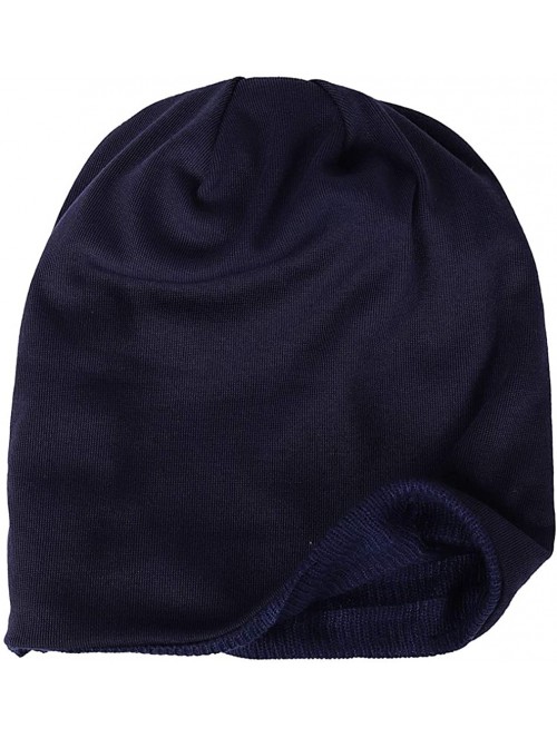 Skullies & Beanies Slouchy Beanie Hat for Mens Women Winter Summer Long Oversized Beanie Knit Cap - Navy Blue - CT18XRSR08E $...