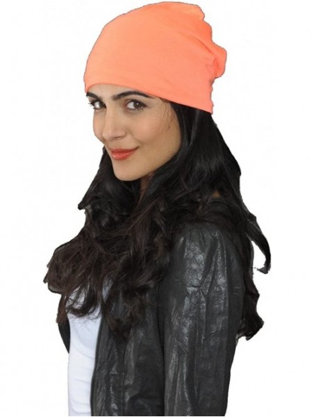 Skullies & Beanies Neon Color Slouchy Summer Beanie Hat - Orange - CL185QGXT06 $25.17