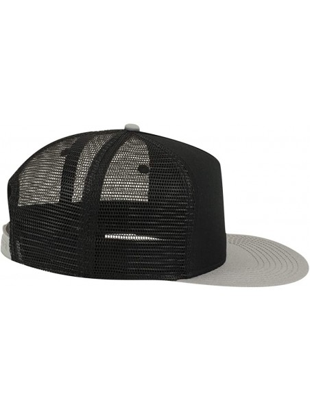 Baseball Caps Square Flat Visor SNAP 5 Panel Mesh Back Trucker Snapback Hat - Gry/Blk/Blk - CZ12O1Q6NLL $15.61