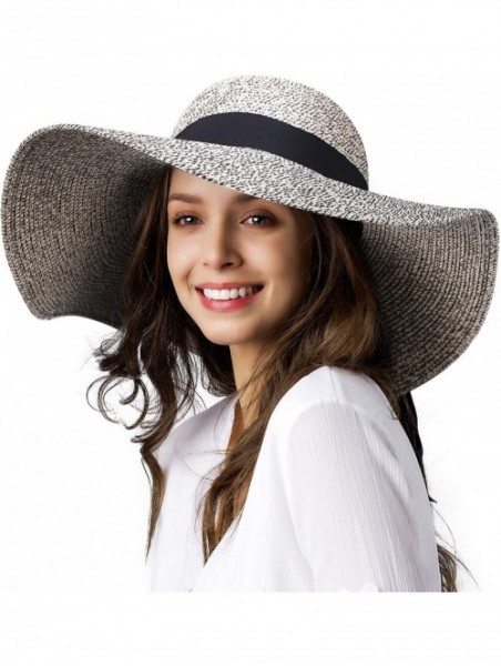 Sun Hats Womens Sun Straw Hat Wide Brim UPF 50 Summer Hat Foldable Roll up Floppy Beach Hats for Women - Mixed Khaki - CE180R...