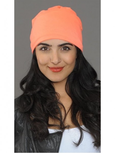 Skullies & Beanies Neon Color Slouchy Summer Beanie Hat - Orange - CL185QGXT06 $25.17