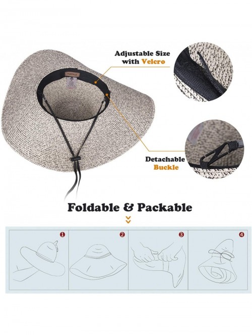 Sun Hats Womens Sun Straw Hat Wide Brim UPF 50 Summer Hat Foldable Roll up Floppy Beach Hats for Women - Mixed Khaki - CE180R...