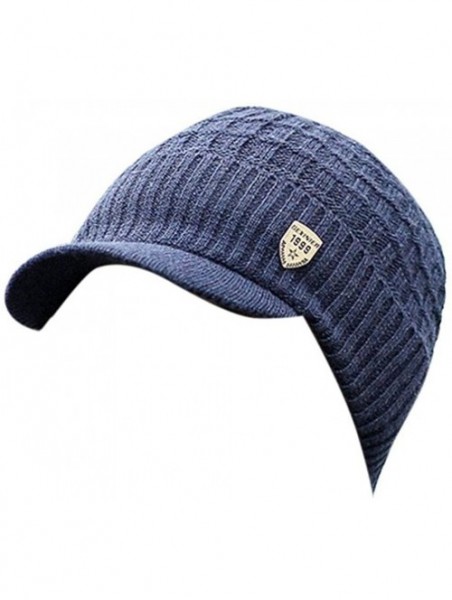 Skullies & Beanies Men Warm Baggy Weave Crochet Winter Wool Knit Ski Beanie Caps Hat - Navy - CU187479SZ5 $21.74