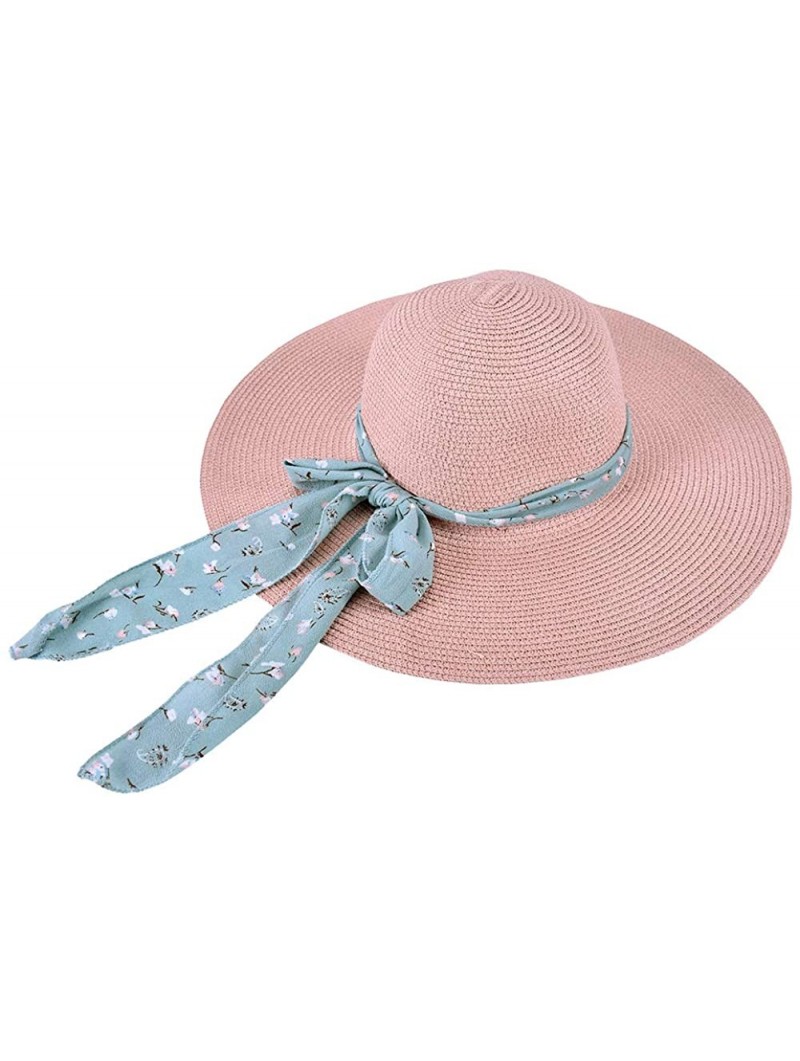 Sun Hats Chiffon Streamers Ladies Straw hat Summer Travel Sunscreen Sun hat Beach hat Folding hat - White - CP18SCDUHMO $13.17