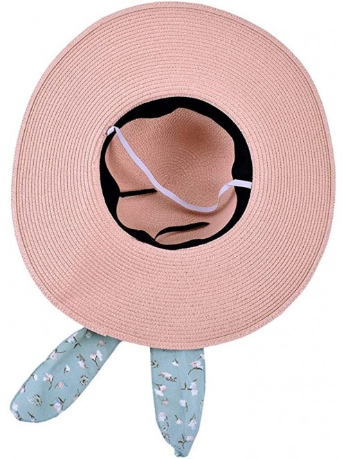 Sun Hats Chiffon Streamers Ladies Straw hat Summer Travel Sunscreen Sun hat Beach hat Folding hat - White - CP18SCDUHMO $13.17