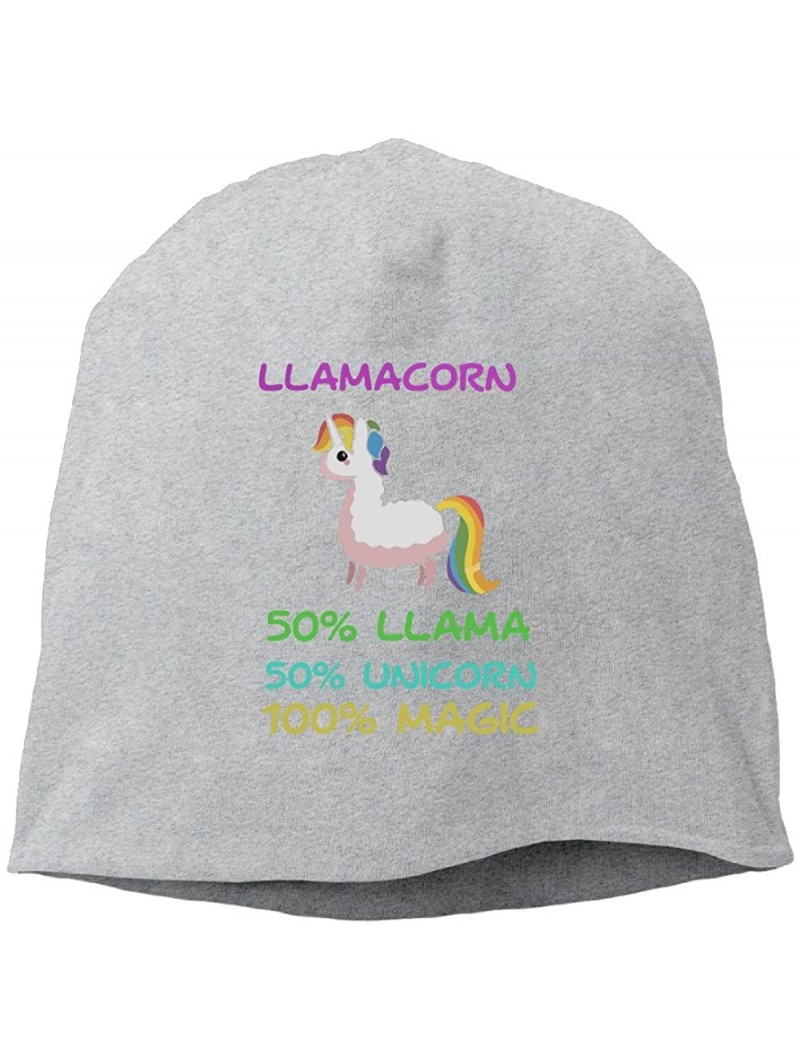 Skullies & Beanies Llamacorn Cute Llama Unicorn Beanies Cap For Men Women - Ash - C8186TEM8YZ $19.91