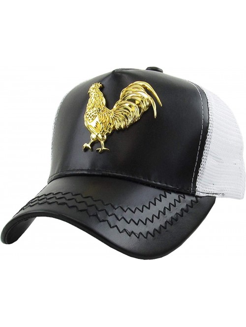 Baseball Caps Dominican Republic Gold Badge Wolf Rooster Tuna Trucker Cap Adjustable Snapback Hat - 2.(rooster) Black/White -...