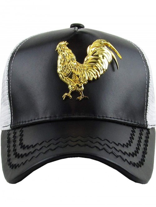 Baseball Caps Dominican Republic Gold Badge Wolf Rooster Tuna Trucker Cap Adjustable Snapback Hat - 2.(rooster) Black/White -...