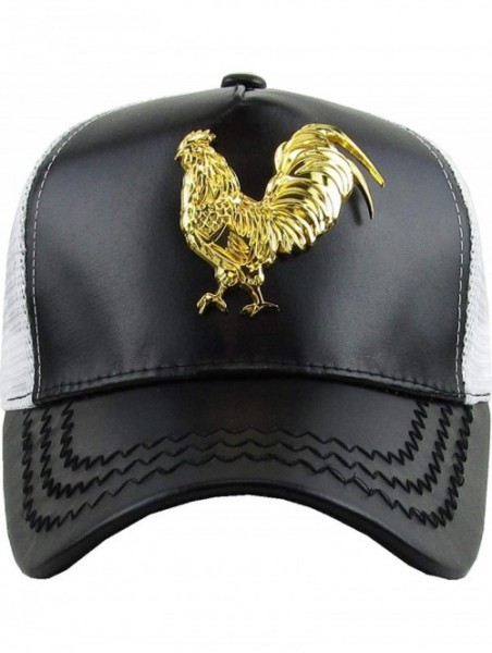 Baseball Caps Dominican Republic Gold Badge Wolf Rooster Tuna Trucker Cap Adjustable Snapback Hat - 2.(rooster) Black/White -...