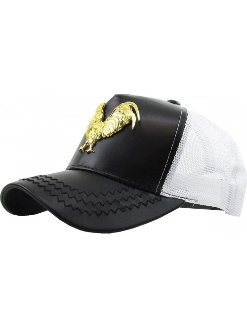 Baseball Caps Dominican Republic Gold Badge Wolf Rooster Tuna Trucker Cap Adjustable Snapback Hat - 2.(rooster) Black/White -...