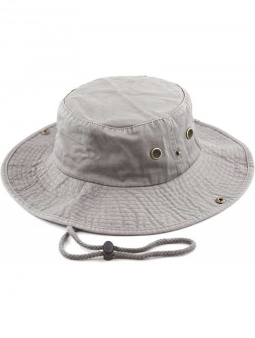 Sun Hats 100% Cotton Stone-Washed Safari Wide Brim Foldable Double-Sided Sun Boonie Bucket Hat - Grey - CX12OCV8M7Z $14.37