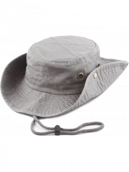 Sun Hats 100% Cotton Stone-Washed Safari Wide Brim Foldable Double-Sided Sun Boonie Bucket Hat - Grey - CX12OCV8M7Z $14.37