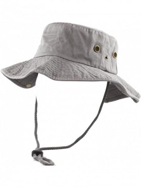 Sun Hats 100% Cotton Stone-Washed Safari Wide Brim Foldable Double-Sided Sun Boonie Bucket Hat - Grey - CX12OCV8M7Z $14.37