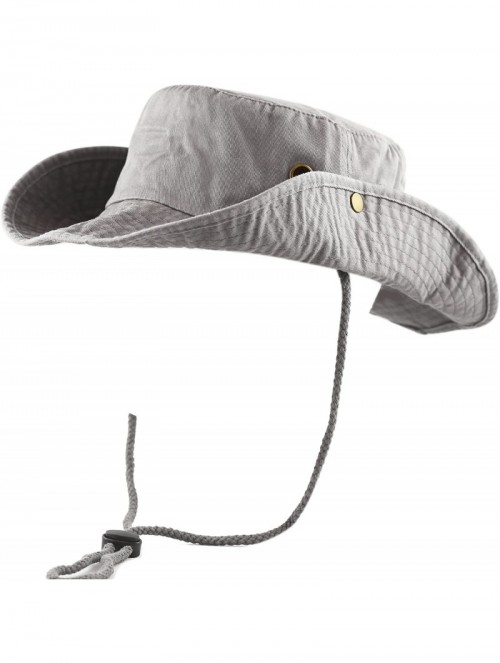 Sun Hats 100% Cotton Stone-Washed Safari Wide Brim Foldable Double-Sided Sun Boonie Bucket Hat - Grey - CX12OCV8M7Z $14.37