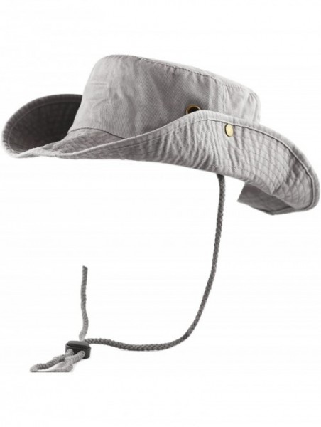 Sun Hats 100% Cotton Stone-Washed Safari Wide Brim Foldable Double-Sided Sun Boonie Bucket Hat - Grey - CX12OCV8M7Z $14.37