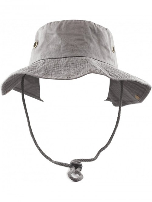 Sun Hats 100% Cotton Stone-Washed Safari Wide Brim Foldable Double-Sided Sun Boonie Bucket Hat - Grey - CX12OCV8M7Z $14.37