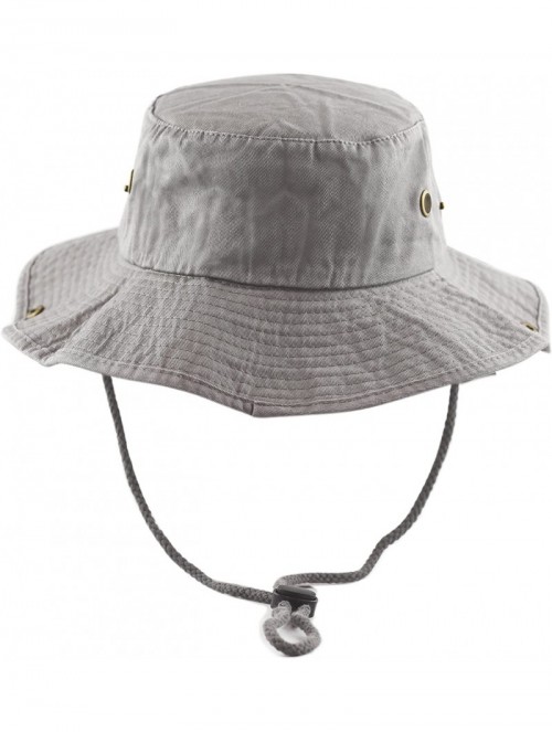 Sun Hats 100% Cotton Stone-Washed Safari Wide Brim Foldable Double-Sided Sun Boonie Bucket Hat - Grey - CX12OCV8M7Z $14.37