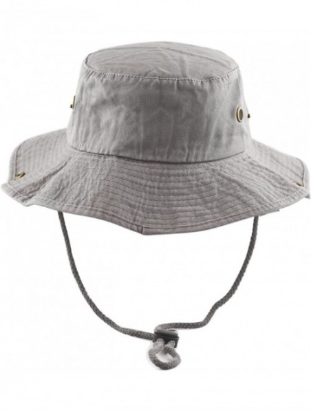 Sun Hats 100% Cotton Stone-Washed Safari Wide Brim Foldable Double-Sided Sun Boonie Bucket Hat - Grey - CX12OCV8M7Z $14.37