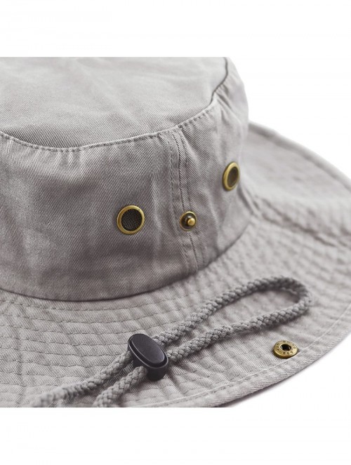 Sun Hats 100% Cotton Stone-Washed Safari Wide Brim Foldable Double-Sided Sun Boonie Bucket Hat - Grey - CX12OCV8M7Z $14.37