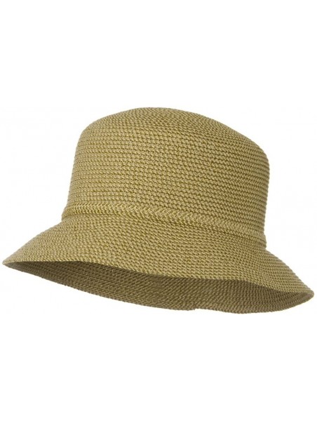 Sun Hats UPF 50+ Cotton Paper Tweed Braided Cloche Self Tie Hat - OSFM - Tan - CV118E45X85 $36.08