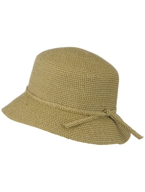 Sun Hats UPF 50+ Cotton Paper Tweed Braided Cloche Self Tie Hat - OSFM - Tan - CV118E45X85 $36.08