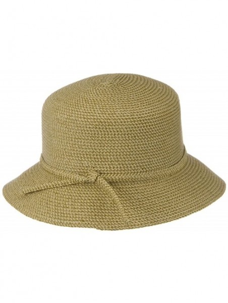 Sun Hats UPF 50+ Cotton Paper Tweed Braided Cloche Self Tie Hat - OSFM - Tan - CV118E45X85 $36.08