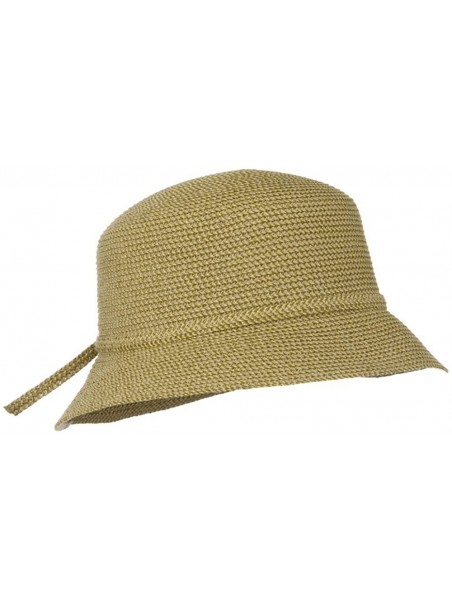 Sun Hats UPF 50+ Cotton Paper Tweed Braided Cloche Self Tie Hat - OSFM - Tan - CV118E45X85 $36.08