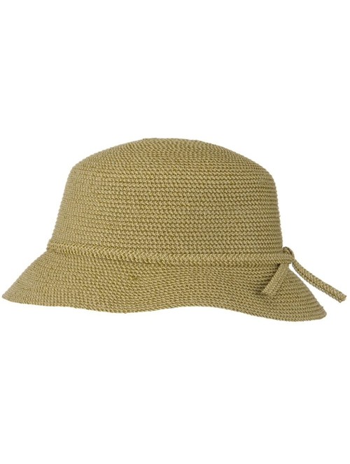 Sun Hats UPF 50+ Cotton Paper Tweed Braided Cloche Self Tie Hat - OSFM - Tan - CV118E45X85 $36.08