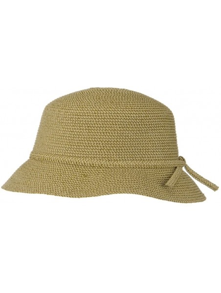 Sun Hats UPF 50+ Cotton Paper Tweed Braided Cloche Self Tie Hat - OSFM - Tan - CV118E45X85 $36.08