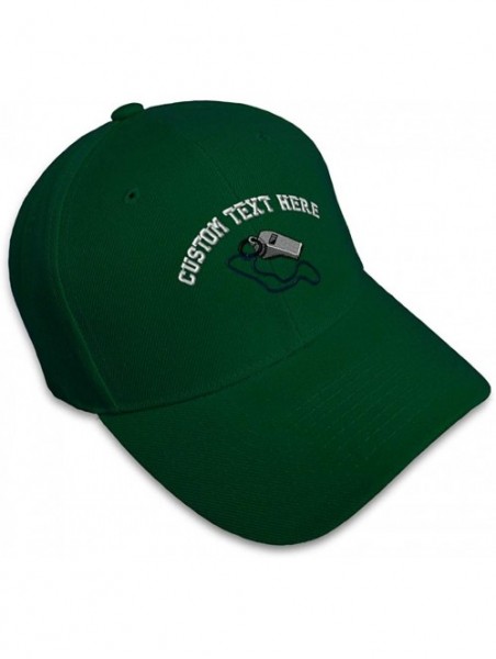 Baseball Caps Custom Baseball Cap Referee Whistle B Embroidery Dad Hats for Men & Women - Forest Green - CG18SDLRHXT $17.14