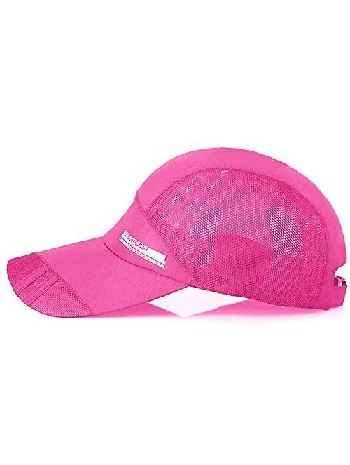 Baseball Caps Fashion Adult Mesh Hat Quick-Dry Collapsible Sun Hat Outdoor Sunscreen Baseball Cap - Hot Pink - C418HU6XQYX $9.89