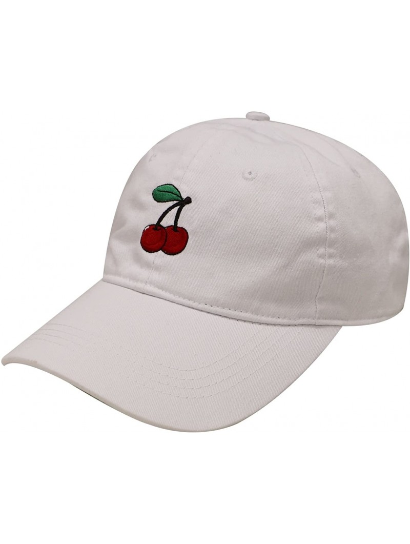 Baseball Caps Cherry Cotton Baseball Cap - White - CI12MRRRZV7 $16.34