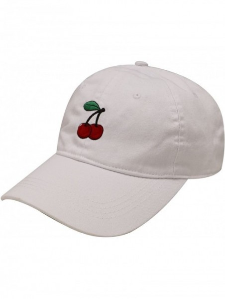 Baseball Caps Cherry Cotton Baseball Cap - White - CI12MRRRZV7 $16.34