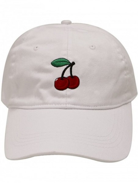 Baseball Caps Cherry Cotton Baseball Cap - White - CI12MRRRZV7 $16.34