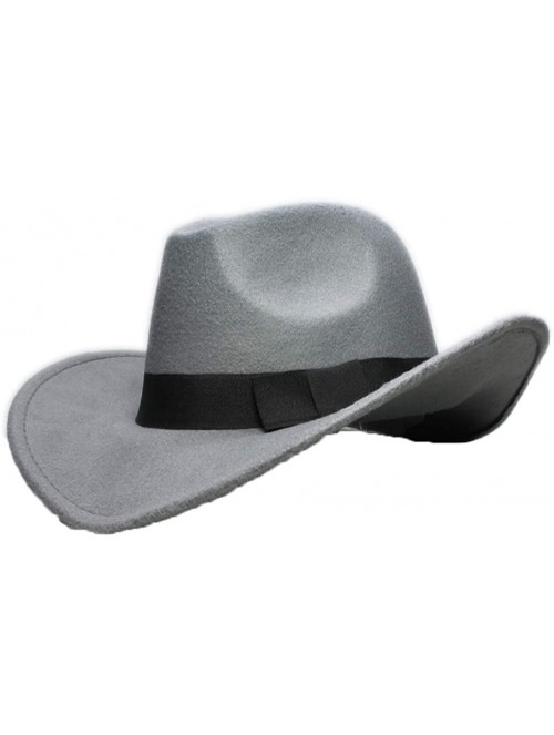 Fedoras Men's Crushable Felt Outback Hat Wool Wide Brim Western Cowboy Hat Fedora Jazz Cap - Gray - CT18SW4QSD6 $31.08