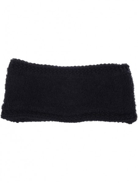 Headbands Women's Winter Chic Cable Warm Fleece Lined Crochet Knit Headband Turban - Black - CC18IL5QNG6 $15.49