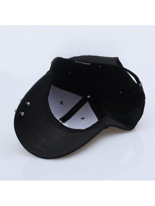 Baseball Caps Women's Iron Ring Pin Retro Baseball Cap Trucker Hat - Bead Letters Black - CV186NZTK9Z $18.03