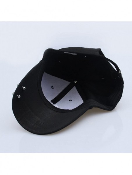 Baseball Caps Women's Iron Ring Pin Retro Baseball Cap Trucker Hat - Bead Letters Black - CV186NZTK9Z $18.03