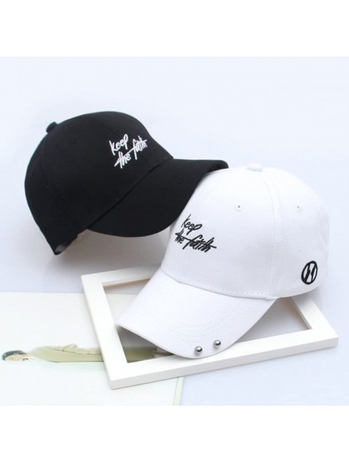 Baseball Caps Women's Iron Ring Pin Retro Baseball Cap Trucker Hat - Bead Letters Black - CV186NZTK9Z $18.03