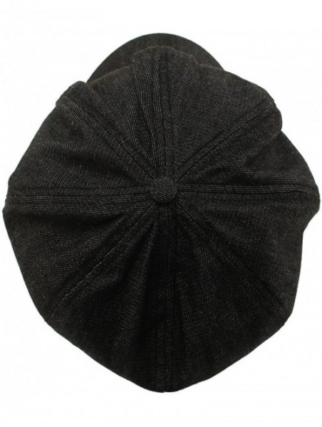 Newsboy Caps Summer 100% Cotton Plain Blank 8 Panel Newsboy Gatsby Apple Cabbie Cap Hat - Denim Black - C6187CW8H5W $16.70