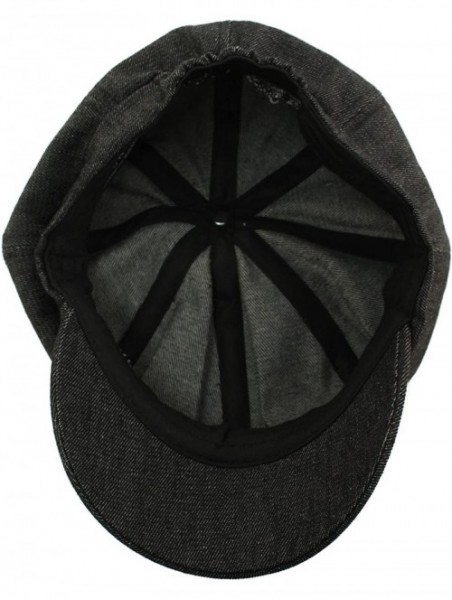 Newsboy Caps Summer 100% Cotton Plain Blank 8 Panel Newsboy Gatsby Apple Cabbie Cap Hat - Denim Black - C6187CW8H5W $16.70