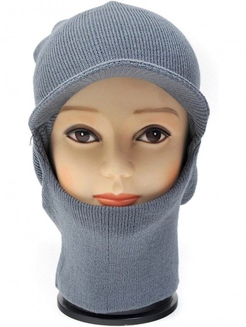 Balaclavas Unisex Open-Face Knit Ski-Mask with Visor - Red - CH115457ZYH $10.09