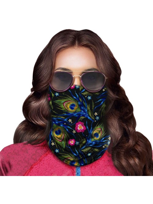 Balaclavas Seamless Bandana Face Mask Rave Men Women for Dust Sun Wind Protection - Peacock Feather - CZ18XY850N7 $13.71